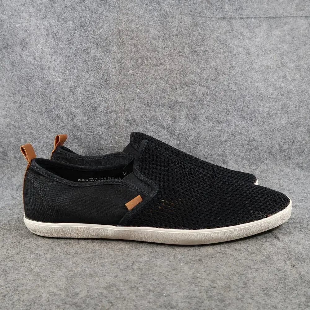 H&M Shoes Mens 10 Casual Slip On Sneakers Trainers Black Mesh Breathable Comfort